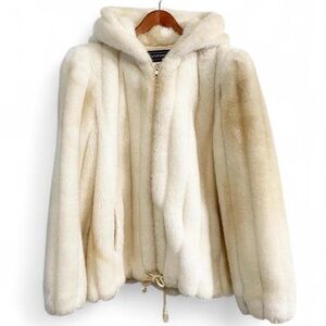Vintage 1980s Faux Fur Hooded Coat